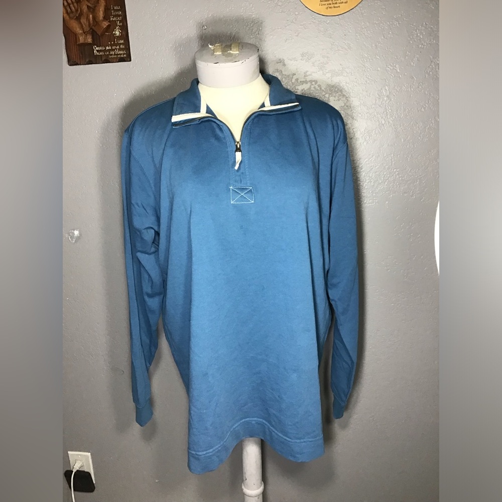 GEAR VINTAGE MENS 80s 90s Polo Shirt Quarter Zip Pullover Long Sleeve Sz XXL.